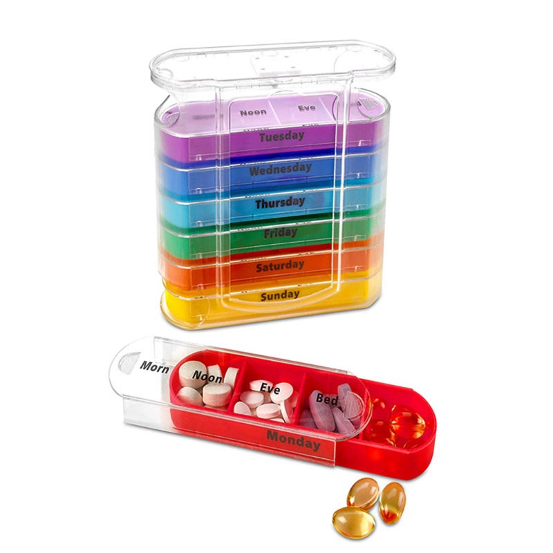 7 Days Week Pill Box Portable Pills Storage Drawer Type 28 Grids Medicine Tablet Dispenser Case Vitamin Organizer for Travel - Image 1