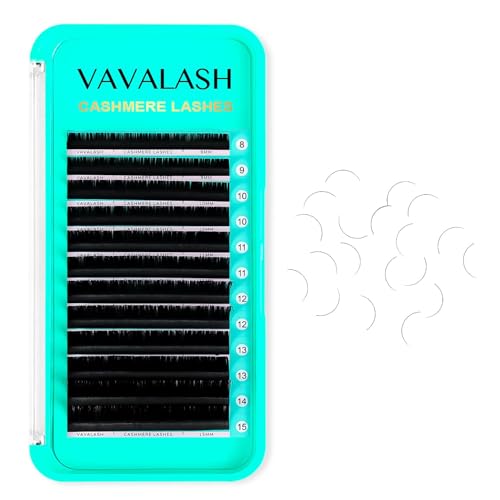 VAVALASH Cashmere Lashes 003005007 Premium Lashes Volume Eyelash Extensions 820MM Individual Silk Lashes Soft Super Matte Black Professional Lashes Extension Tray Supplies 007CC1320MM