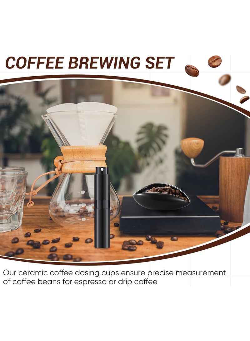 4 قطع صينية وزن حبوب القهوة، بخاخ حبوب القهوة 8 مل، ملعقة قهوة، وعاء جرعات سيراميكي، لغرفة الطعام والفندق (أسود) - Image 2