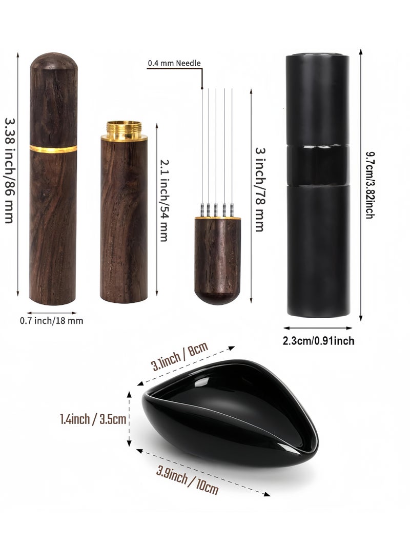 4 قطع صينية وزن حبوب القهوة، بخاخ حبوب القهوة 8 مل، ملعقة قهوة، وعاء جرعات سيراميكي، لغرفة الطعام والفندق (أسود) - Image 3