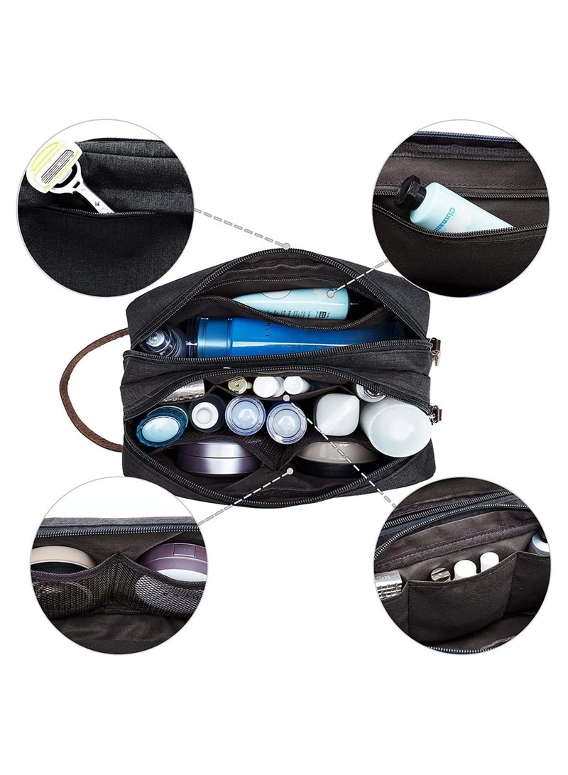 Travel Toiletry Bag for Men and Women, Large Waterproof Oxford Cloth Organizer, Foldable Hanging Double-layer Storage for Cosmetics and Shaving Essentials (Black)  - Image 2