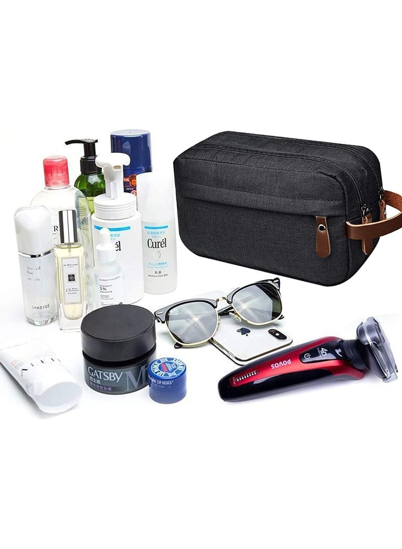 Travel Toiletry Bag for Men and Women, Large Waterproof Oxford Cloth Organizer, Foldable Hanging Double-layer Storage for Cosmetics and Shaving Essentials (Black)  - Image 3