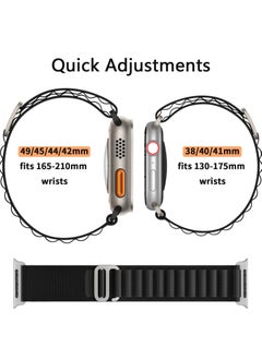 Chabeia 2Pack Alpine Loop Compatible With Apple Watch Band 49mm/45mm/44mm/42mm/S10-46mm,Women Men Nylon Sport Strap with Titanium G‑Hook for iWatch Utral Series 10 8 7 6 5 4 3 2 1 SE Orange/White  - Image 5