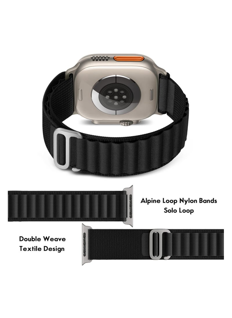 Chabeia - 2Pack Alpine Loop Compatible With Apple Watch Band 49mm/45mm/44mm/42mm/S10-46mm,Women Men Nylon Sport Strap with Titanium G‑Hook for iWatch Utral Series 10 8 7 6 5 4 3 2 1 SE Orange/White - Image 1