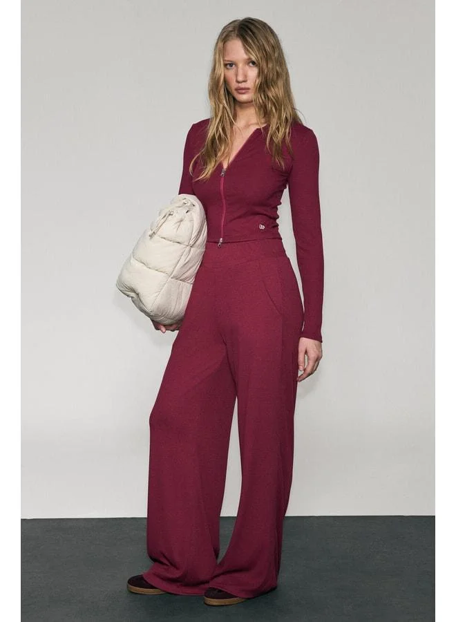 URBAN BEAT NEXA Women's Soft and Stretchy Fabric Print-Detailed Relaxed Maroon Sports Sweatpants.