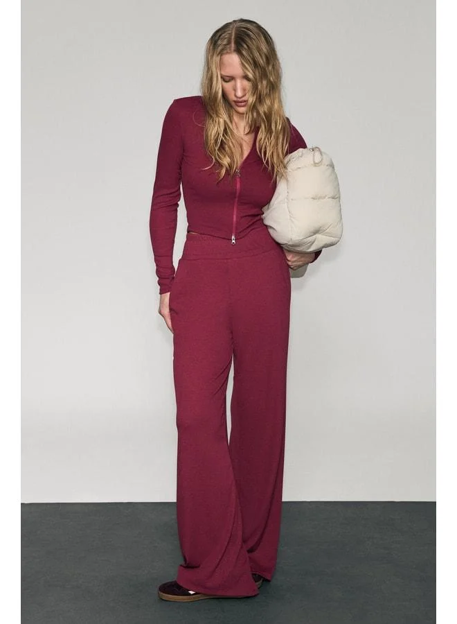 URBAN BEAT NEXA Women's Soft and Stretchy Fabric Print-Detailed Relaxed Maroon Sports Sweatpants.