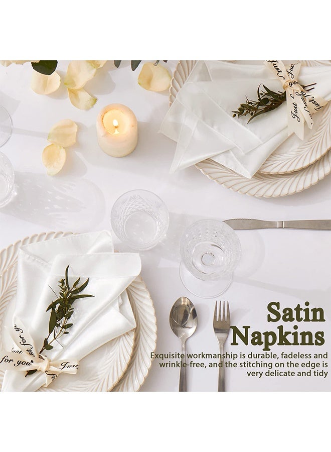 15 Pcs White Satin Napkins 17 x 17 Inch Soft Smooth Washable Square Dinner Napkins Elegant Silk Like Table Napkins for Weddings  Dinner Parties Banquets Catering Events Home Dining - Image 3