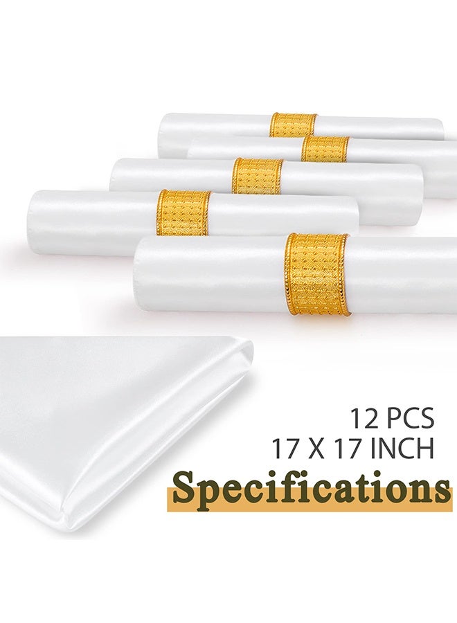 15 Pcs White Satin Napkins 17 x 17 Inch Soft Smooth Washable Square Dinner Napkins Elegant Silk Like Table Napkins for Weddings  Dinner Parties Banquets Catering Events Home Dining - Image 5