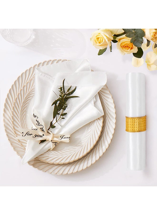 15 Pcs White Satin Napkins 17 x 17 Inch Soft Smooth Washable Square Dinner Napkins Elegant Silk Like Table Napkins for Weddings  Dinner Parties Banquets Catering Events Home Dining - Image 2