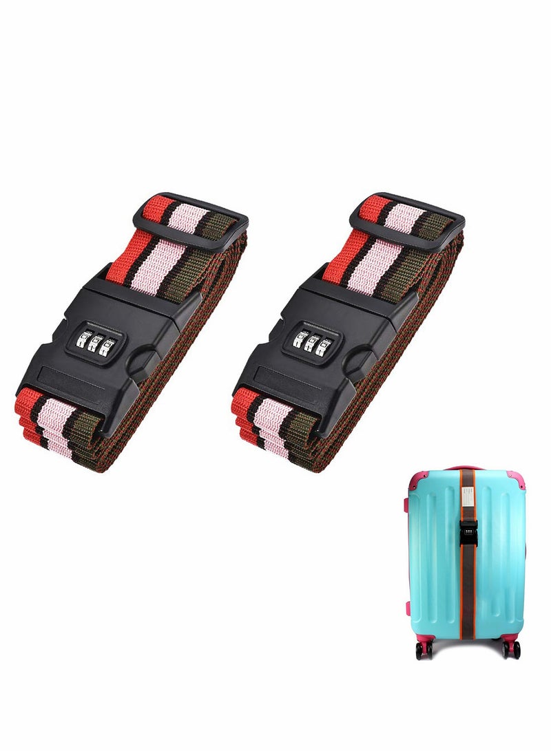 Excefore Luggage Straps, Suitcase Belts with Buckle, Combination Lock, 2Mx5cm Adjustable PP Travel Packing Accessories 2 Pcs - Image 1