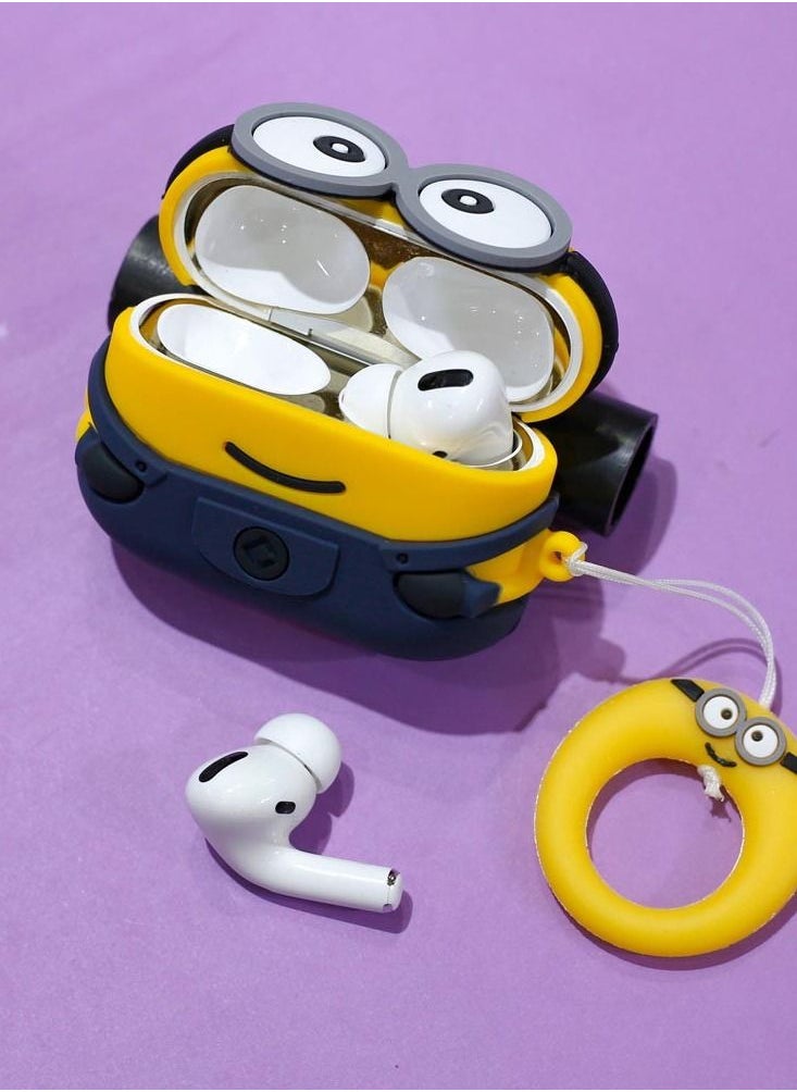 DIRECT 2 U - Cute 3D Minion Cartoon Airpod Pro Character Silicon Case Cover with Keychain (Minions) - Image 1