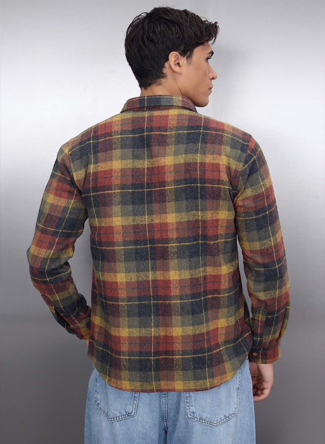 trendyol Tile Double Pocket Flap Regular Fit Winter Lumberjack Checkered Shirt TMNAW21GO0031 - Image 4