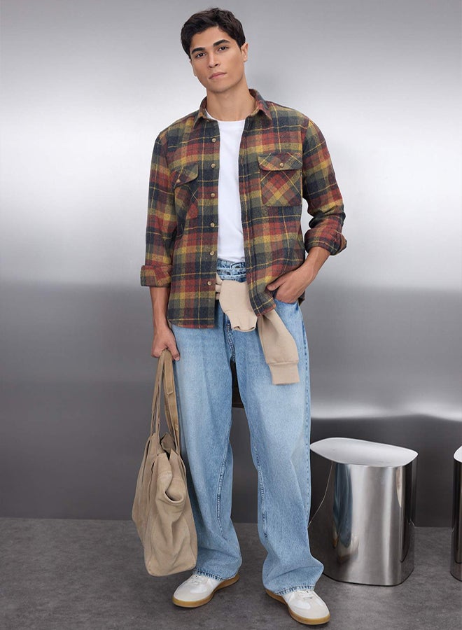 trendyol Tile Double Pocket Flap Regular Fit Winter Lumberjack Checkered Shirt TMNAW21GO0031 - Image 1