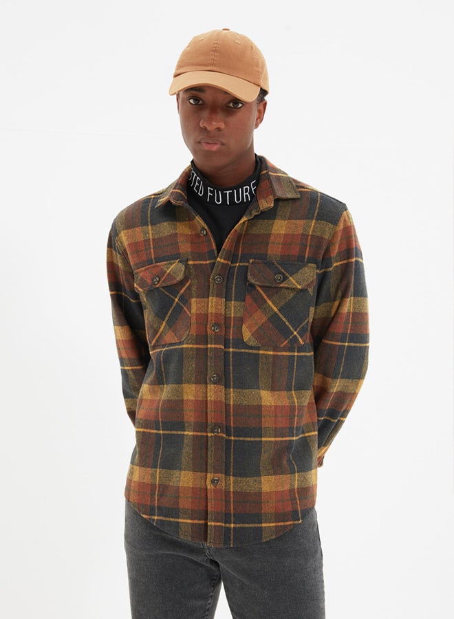 trendyol Tile Double Pocket Flap Regular Fit Winter Lumberjack Checkered Shirt TMNAW21GO0031 - Image 5