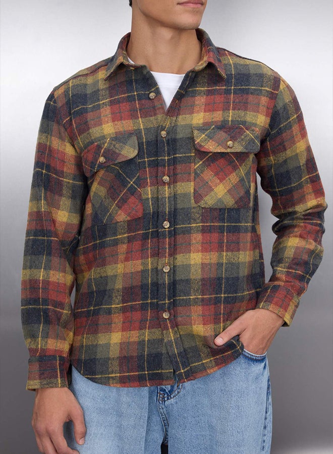 trendyol Tile Double Pocket Flap Regular Fit Winter Lumberjack Checkered Shirt TMNAW21GO0031 - Image 3