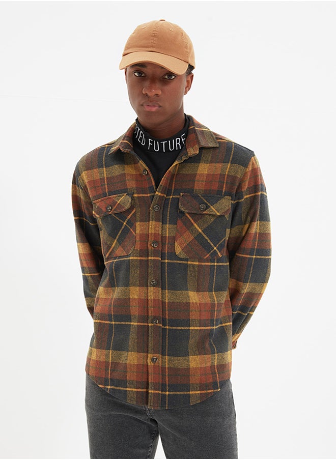 trendyol - Tile Double Pocket Flap Regular Fit Winter Lumberjack Checkered Shirt TMNAW21GO0031 - Image 1