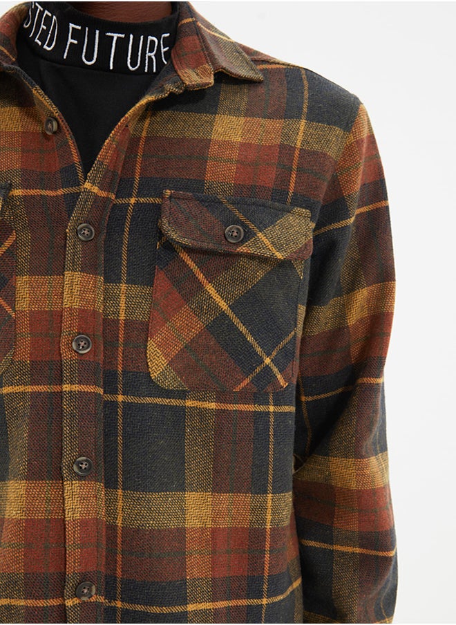 trendyol - Tile Double Pocket Flap Regular Fit Winter Lumberjack Checkered Shirt TMNAW21GO0031 - Image 1