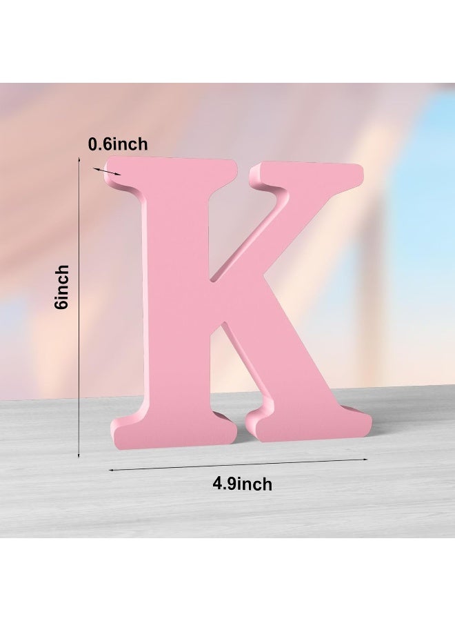 TPGP حروف خشبية وردية بطول 6 بوصات - ديكور جدران غير مكتمل - حروف كبيرة قائمة للحرف المنزلية والحفلات - Image 2