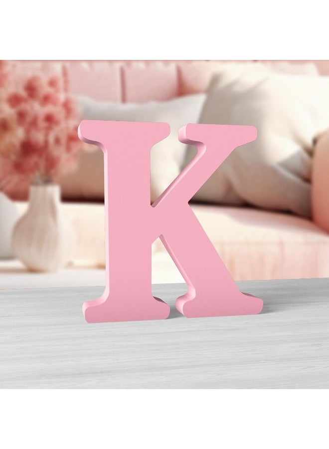 TPGP حروف خشبية وردية بطول 6 بوصات - ديكور جدران غير مكتمل - حروف كبيرة قائمة للحرف المنزلية والحفلات - Image 1