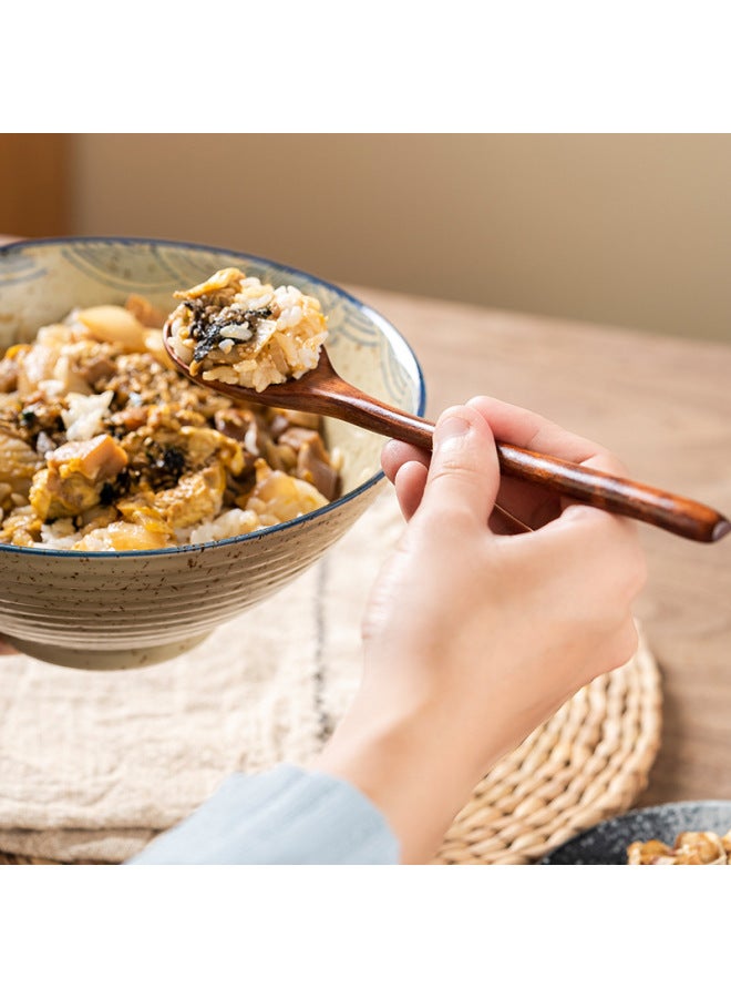 Solid Wood Spoon And Chopsticks Set Two-piece Japanese Style Wooden Chopsticks Travel Tableware Household Portable Nanmu Spoon And Chopsticks Set Lotus-Specifications:23.5 Log Color Spoon  - Image 5