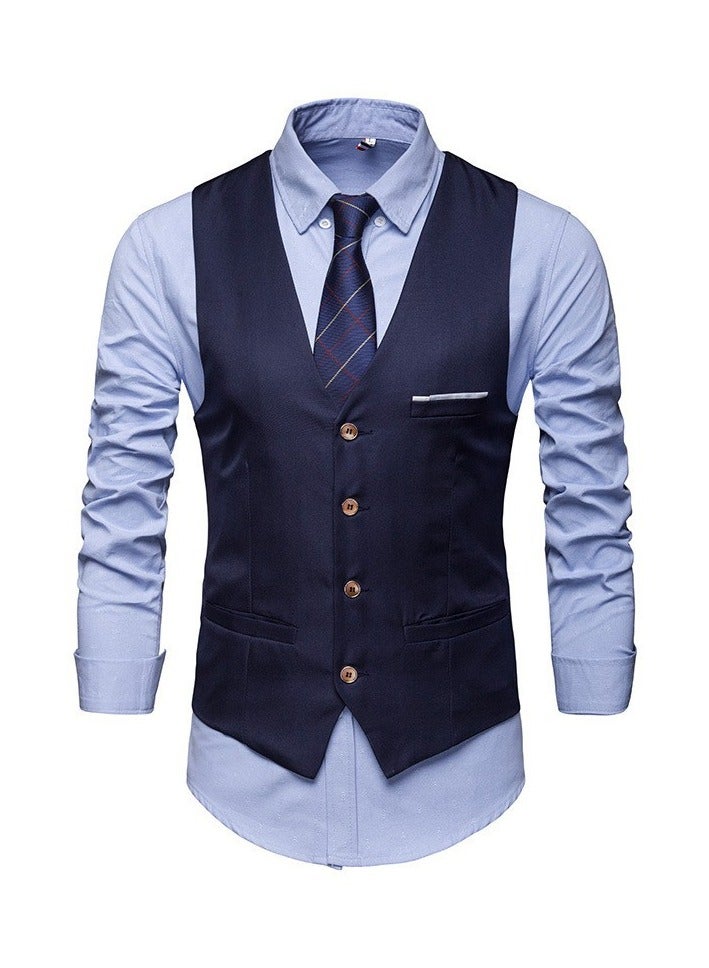 KUYING New Men's British Fashion Slim Fit Suit Vest 