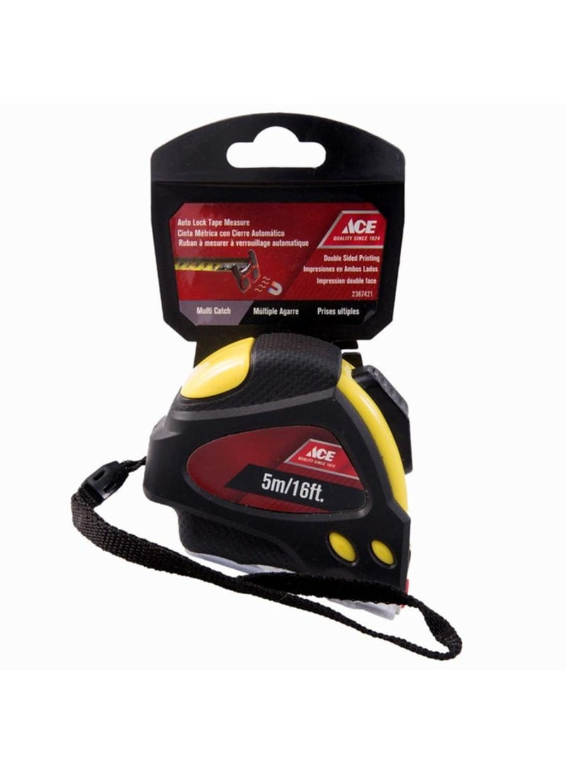 ACE Retractable Measuring Tape 500cm Black Yellow 