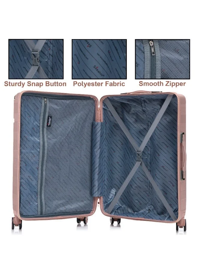 Senator Milk Pink Hard Case Trolley Luggage Set For Unisex ABS Lightweight 4 Double Wheeled Suitcase With Built In TSA Type lock A5125 Set Of 4 Milk Pink  | Best Price UAE