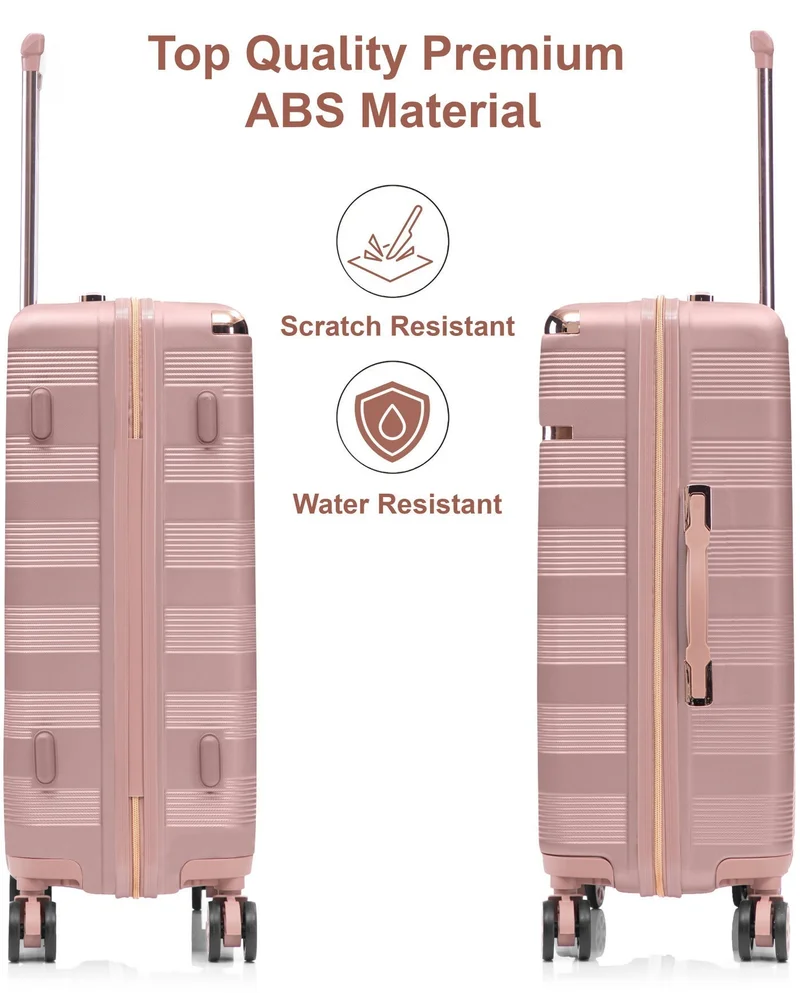 Senator Milk Pink Hard Case Trolley Luggage Set For Unisex ABS Lightweight 4 Double Wheeled Suitcase With Built In TSA Type lock A5125 Set Of 4 Milk Pink  | Best Price UAE