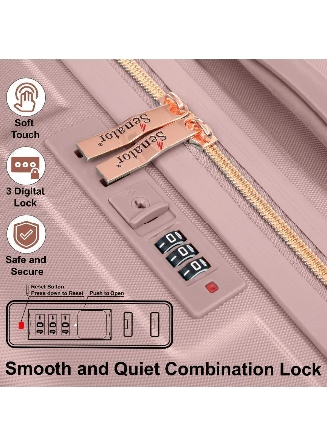 Senator Milk Pink Hard Case Trolley Luggage Set For Unisex ABS Lightweight 4 Double Wheeled Suitcase With Built In TSA Type lock A5125 Set Of 4 Milk Pink  | Best Price UAE