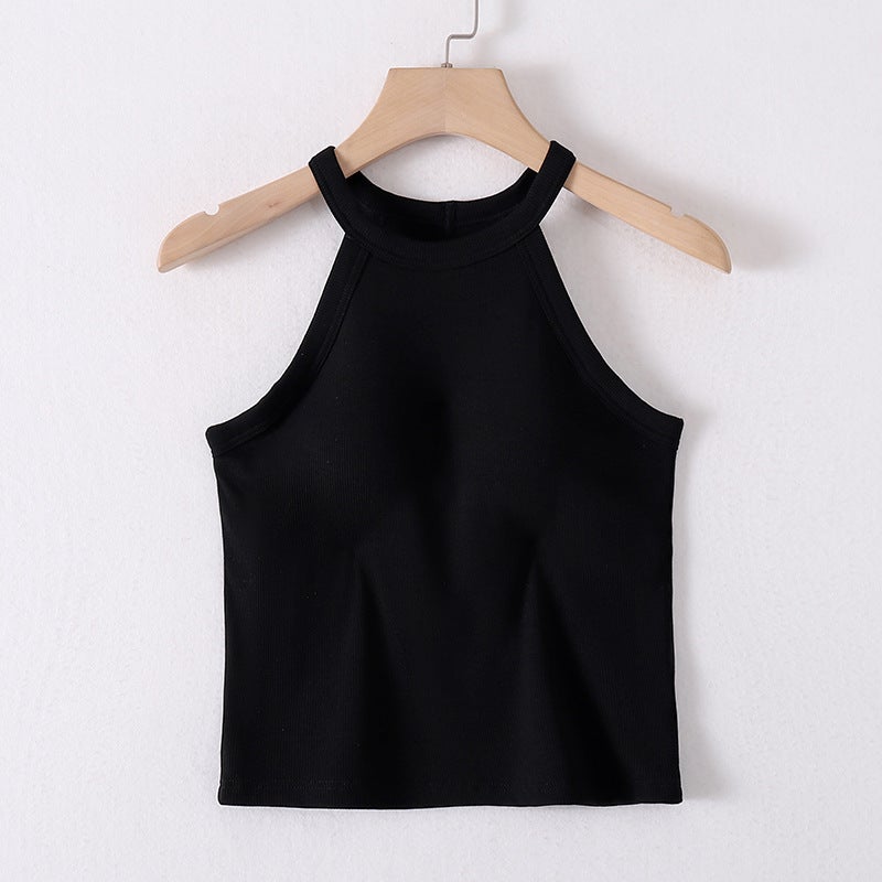 2023 New Spring Summer Womens Camisole Integrated Bra Padding Coffee  - Image 3