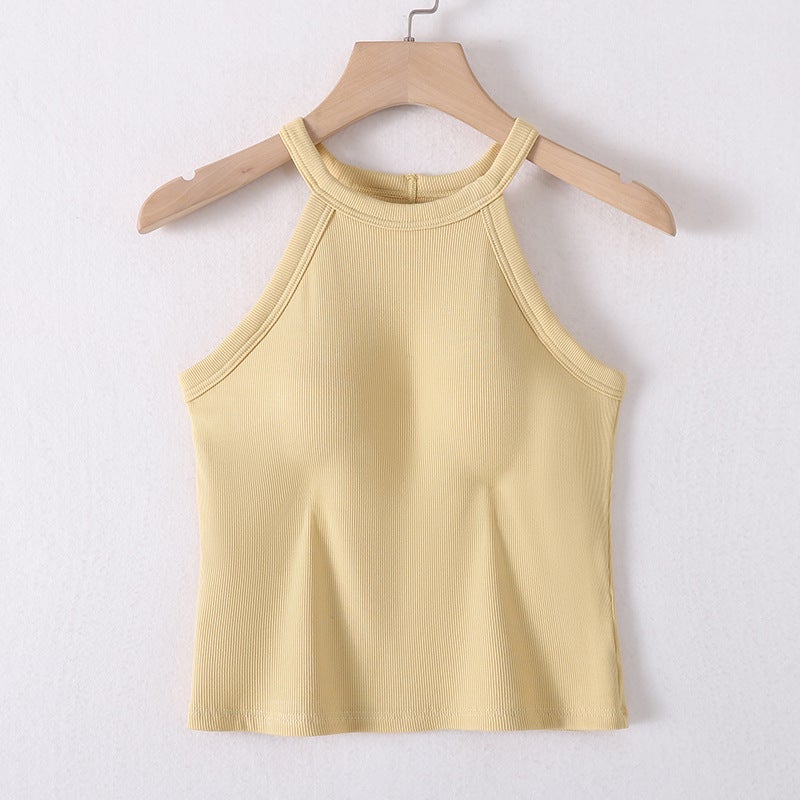 2023 New Spring Summer Womens Camisole Integrated Bra Padding Coffee  - Image 1