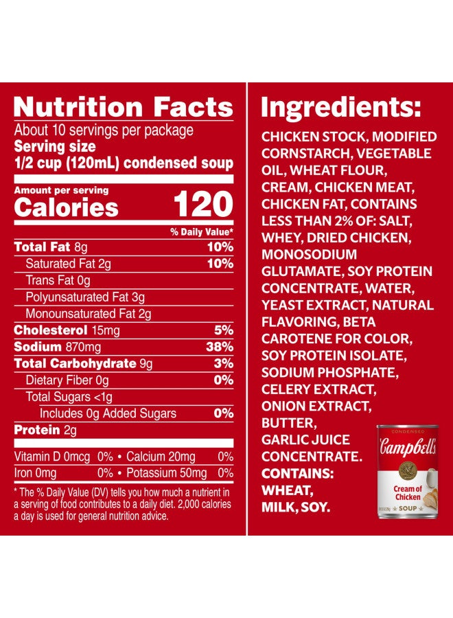 Campbell's Condensed Cream of Chicken Soup, 10.5 Ounce Can (Pack of 4) - Image 2
