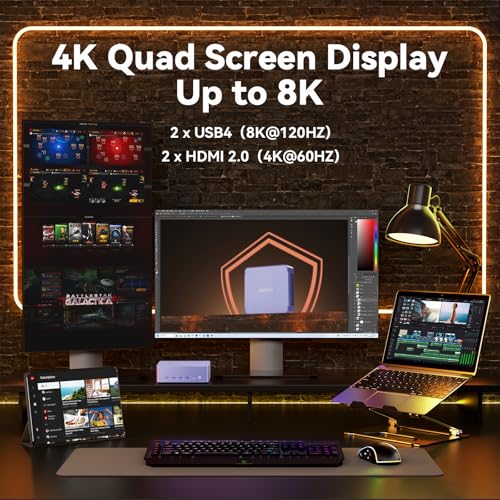 GEEKOM AX8 Max Mini PC with AMD Ryzen 7 8745HS Dual 2.5GbE LAN(Upgraded 6800H)| 32GB DDR5 |1TB PCle4.0 NVMe SSD(Expandable) | Radeon 780M| USB4.0(40Gbps), WiFi 6E, 8K Quad Display| Windows11 Pro - Image 5