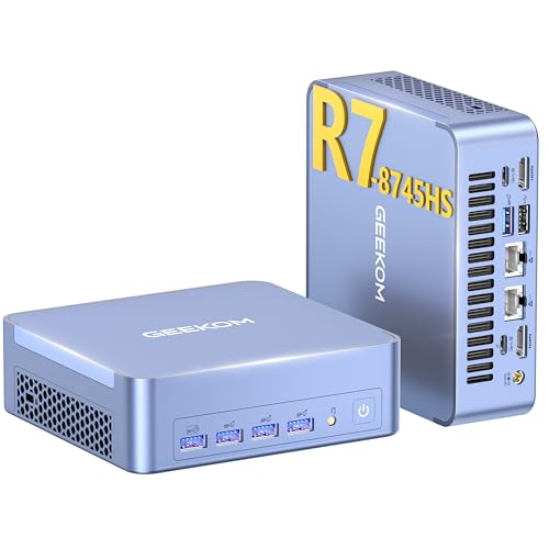 GEEKOM AX8 Max Mini PC with AMD Ryzen 7 8745HS Dual 2.5GbE LAN(Upgraded 6800H)| 32GB DDR5 |1TB PCle4.0 NVMe SSD(Expandable) | Radeon 780M| USB4.0(40Gbps), WiFi 6E, 8K Quad Display| Windows11 Pro - Image 1
