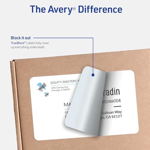 Avery Full Sheet Printable Shipping Labels, 8.5" x 11", White, 250 Blank Mailing Labels, Great for Packages, Product Merchandising, Organization, and More (95920) - Image 2