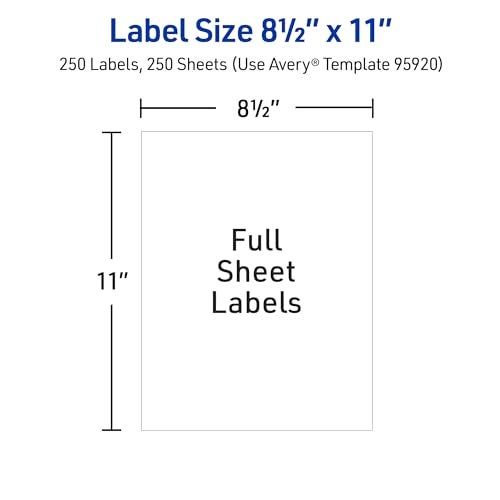 Avery Full Sheet Printable Shipping Labels, 8.5" x 11", White, 250 Blank Mailing Labels, Great for Packages, Product Merchandising, Organization, and More (95920) - Image 5