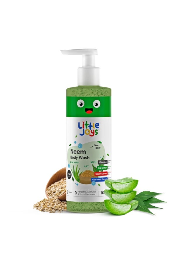 Little Joys Anti-Bacterial Neem Body Wash for Kids (2+ Years) 250ml | With Vit E, Oats & Aloe Vera Extract | Gently Exfoliates, Protects & Deep Cleanses Skin - Image 1