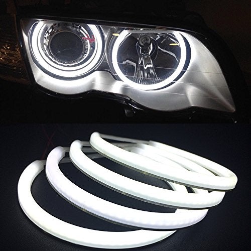 csslyzl 131MM White Cotton LED Angel Eyes Halo Ring Lighting Kit Compatible with BMW E36 E38 E39 E46 M3 357 Series With Relay Wire Harness Fade on and Fade off