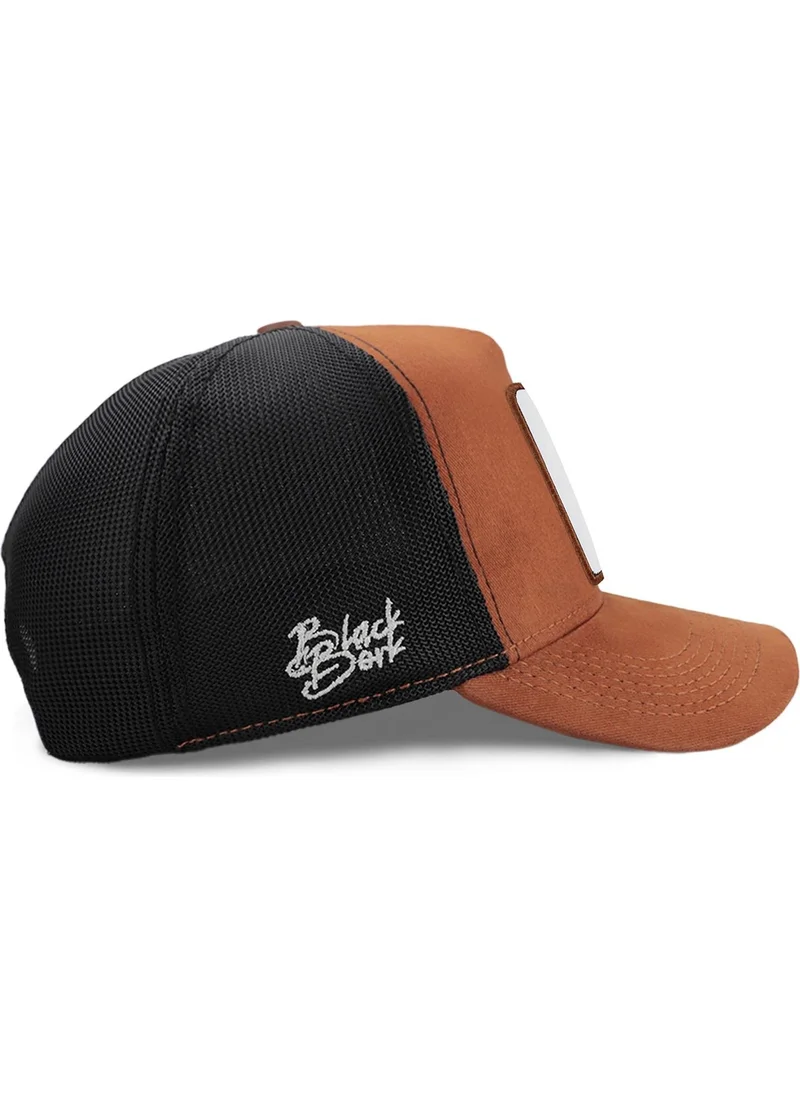 Black Börk Blackbörk V1 Trucker Bear - Unisex Camel-Black Hat (Cap) with 3 Code Logo