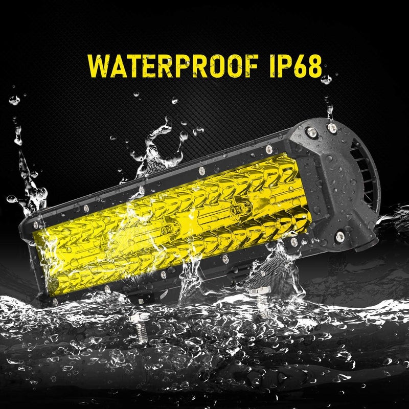 ADTOPI Samman 12 Inch Yellow Fog Lights 240W 24000LM LED Light Bar Offroad Spot Flood Combo - Image 5