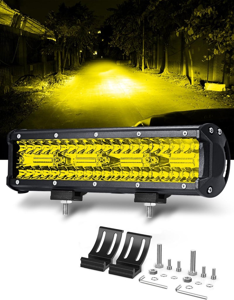 ADTOPI Samman 12 Inch Yellow Fog Lights 240W 24000LM LED Light Bar Offroad Spot Flood Combo - Image 1