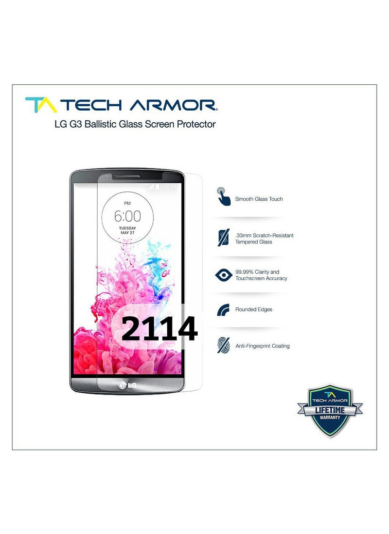 Tech Armor - LG G3 Screen Protector Tempered Glass, HD Clear, Anti-Bubble Film, 1Pack - Image 1