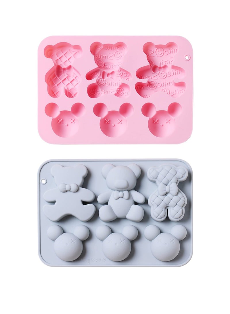 Y&D 2Pcs Cartoon Bear Silicone Cake Molds, Jello Mold for Kids, DIY Baking Tool Making Handmade Cake, Soft Candy, Ice Cube, Candy Supplies  - Image 1
