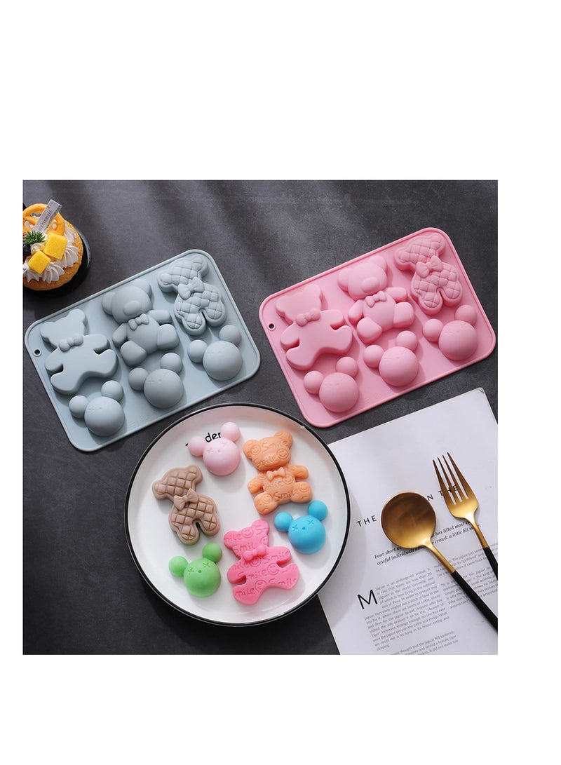 Y&D 2Pcs Cartoon Bear Silicone Cake Molds, Jello Mold for Kids, DIY Baking Tool Making Handmade Cake, Soft Candy, Ice Cube, Candy Supplies  - Image 3