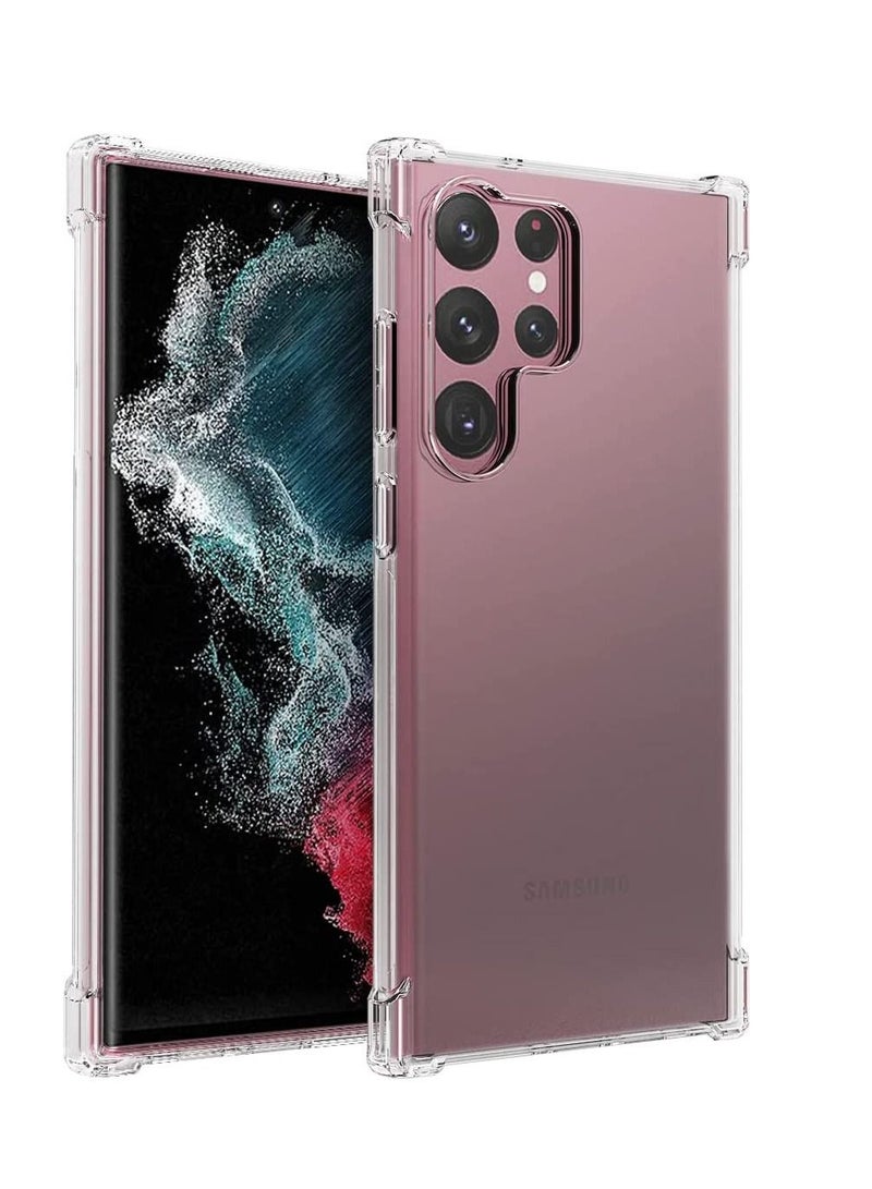 إيف حالة السيليكون الناعمة الناعمة الشفافة الشفافة معززة الصدمة-امتصاص الهاتف الخلوي مرنة ل Samsung Galaxy S23 Ultra (Clear) - Image 1