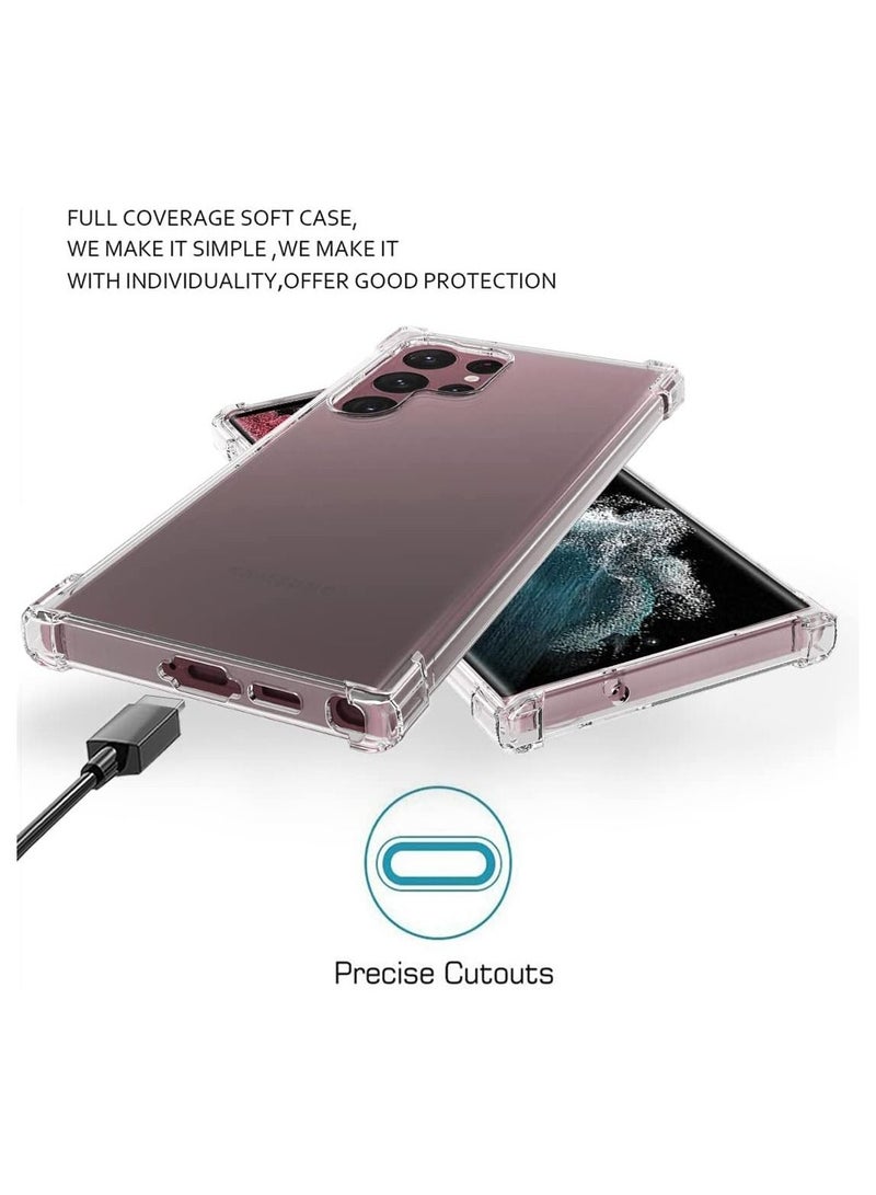 إيف حالة السيليكون الناعمة الناعمة الشفافة الشفافة معززة الصدمة-امتصاص الهاتف الخلوي مرنة ل Samsung Galaxy S23 Ultra (Clear) - Image 3