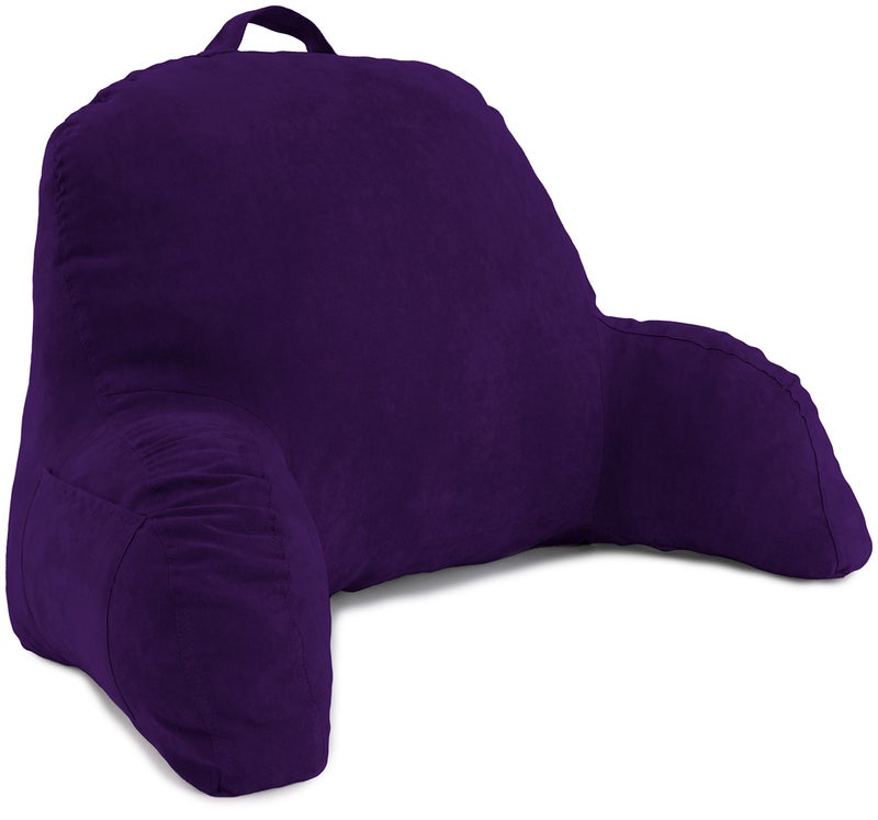 Deluxe Comfort Deluxe Comfort Microsuede Bedrest  Reading and Bed Rest Lounger  Sitting Support Pillow  Soft But Well Stuffed Fiberfill  Backrest Pillow With Arms Purple 