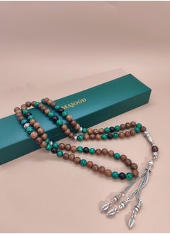 MAJOOD 99 Wenge Wood With Malachite And Black Onyx Prayer Beads/8MM  - Image 3