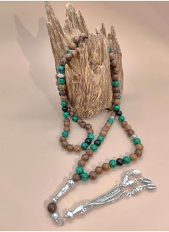 MAJOOD 99 Wenge Wood With Malachite And Black Onyx Prayer Beads/8MM  - Image 4