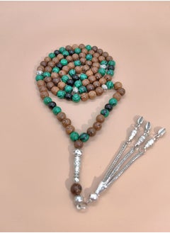 MAJOOD 99 Wenge Wood With Malachite And Black Onyx Prayer Beads/8MM  - Image 5